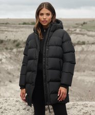 Hooded Sports Puffer Mid Length Jacket