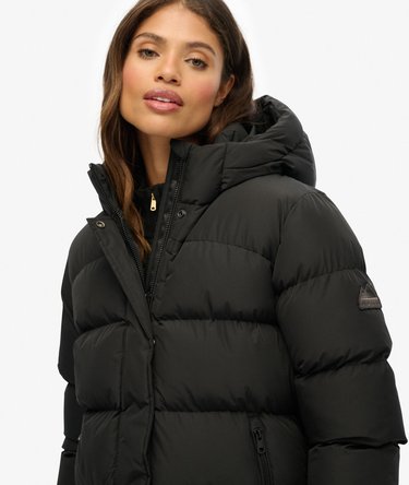 Hooded Sports Puffer Mid Length Jacket Image 3