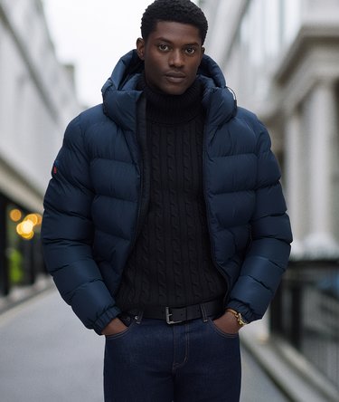 Hooded Sports Puffer Jacket Image 1