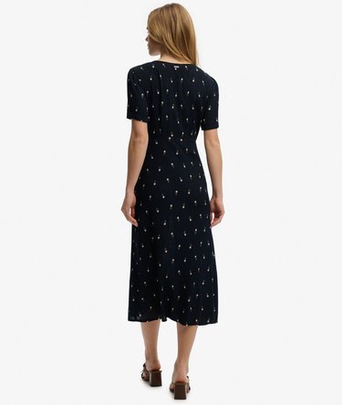 Printed Button Short Sleeve Midi Tea Dress Image 6