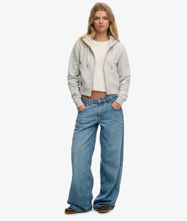 Essential Logo Cropped Zip Hoodie Image 3