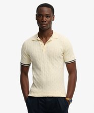 Kurz&auml;rmeliges Strick-Polohemd mit Struktur