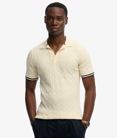 Strukturstickad kort&auml;rmad pik&eacute;tr&ouml;ja Image 1