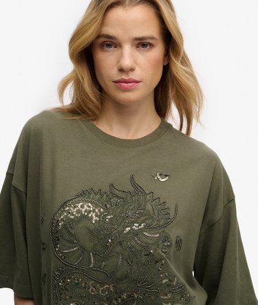 Tattoo Embellished Oversized T-Shirt Image 4