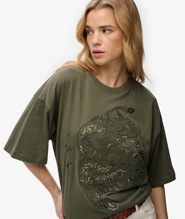 Tattoo Embellished Oversized T-Shirt Image 2