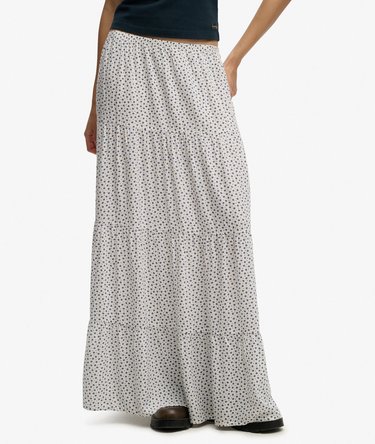 Woven Tiered Maxi Skirt Image 3