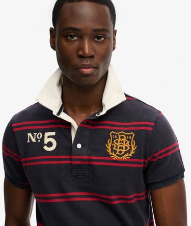 Double Emblem Jersey Short Sleeve Rugby Polo Top Image 4