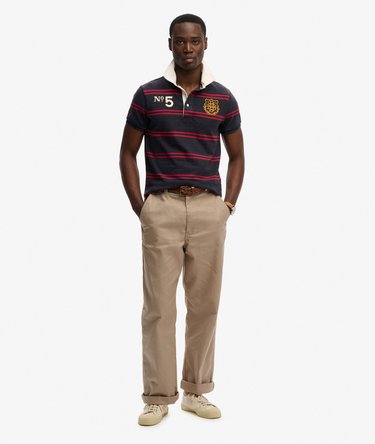 Double Emblem Jersey Short Sleeve Rugby Polo Top Image 3