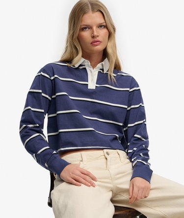 Athletic Essentials Cropped Stripe Rugby Top Image 2