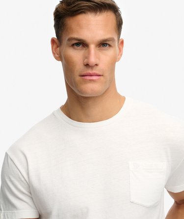 Klassisches Baumwoll-Leinen T-Shirt mit Tasche Image 4