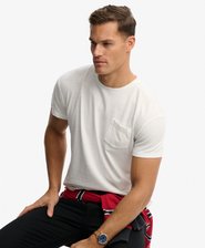 Klassisches Baumwoll-Leinen T-Shirt mit Tasche