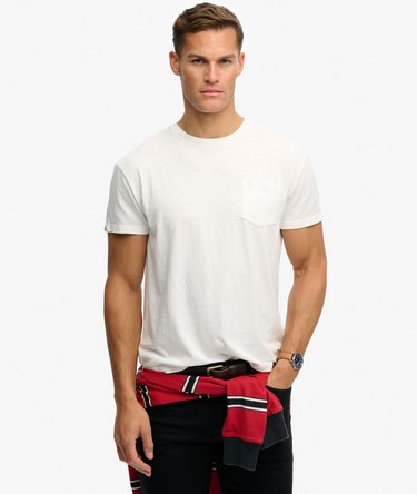 Klassisches Baumwoll-Leinen T-Shirt mit Tasche Image 1