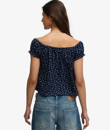 Short Sleeve Half Button Woven Top Image 5