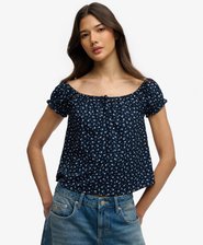 Short Sleeve Half Button Woven Top