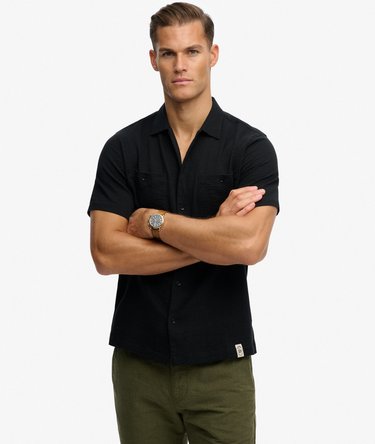 The Merchant Store - Textured Short Sleeve Shirt Image 1