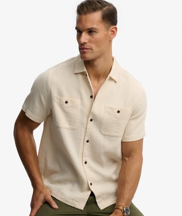 The Merchant Store - Textured Short Sleeve Shirt Image 2