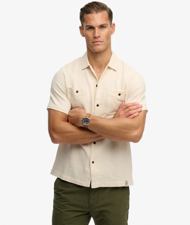 The Merchant Store - Textured Short Sleeve Shirt Image 1
