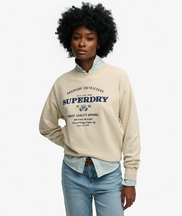 Luxe Casual Embroidered Loose Crew Sweatshirt Image 1
