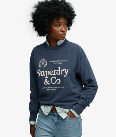 Luxe Casual Embroidered Loose Crew Sweatshirt Image 2