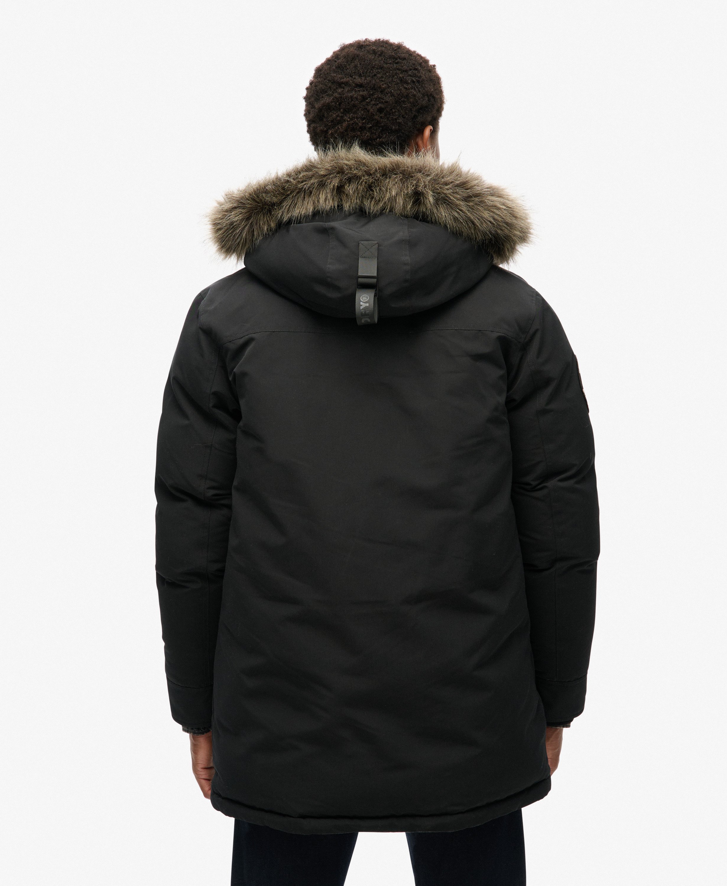 mens Everest Faux Fur Parka Jacket in JET BLACK | Superdry US