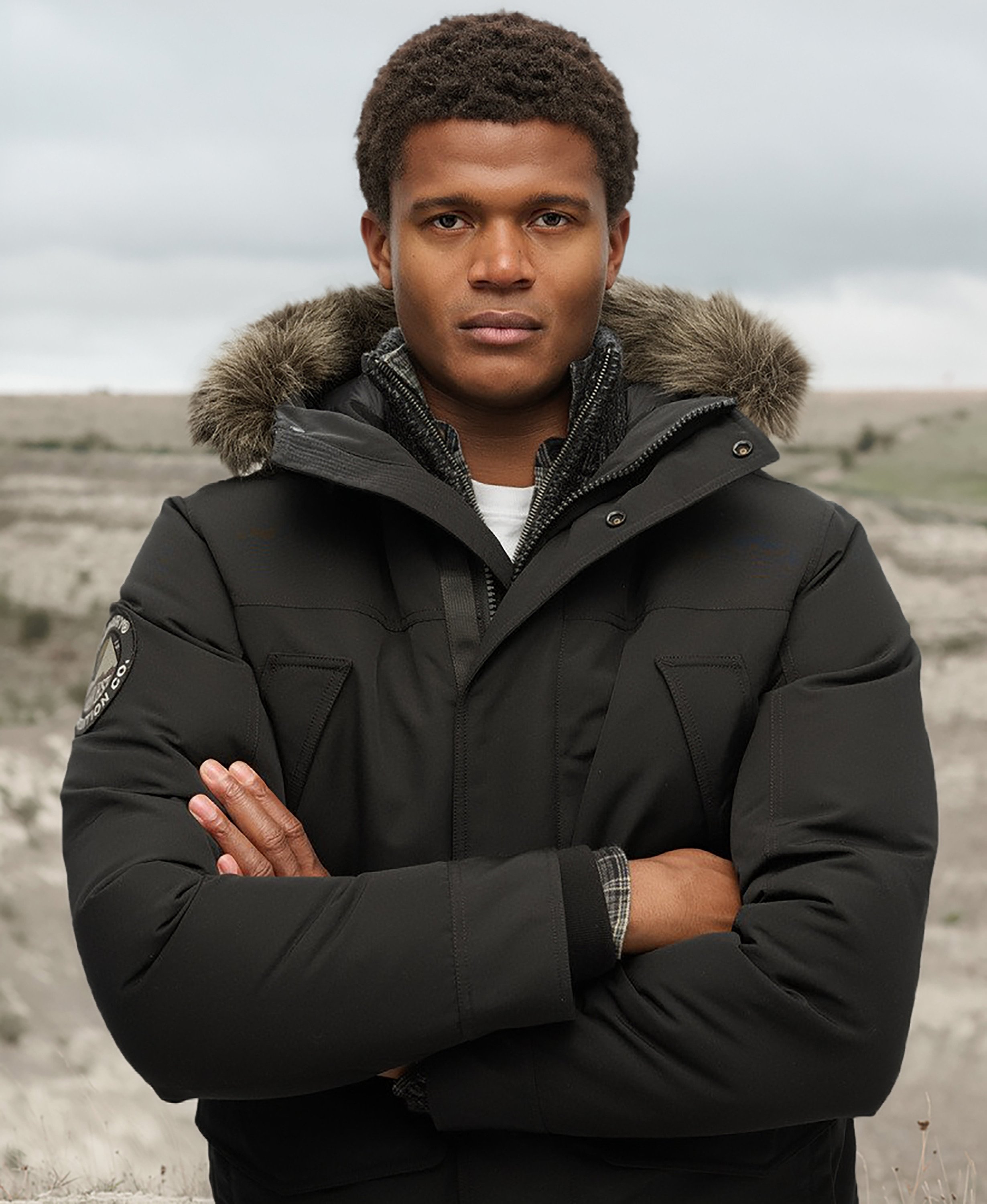 mens Everest Faux Fur Parka Jacket in JET BLACK | Superdry US