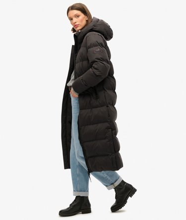 Microfibre Longline Puffer Coat Image 2