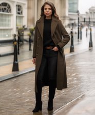 Double Breasted Wool Blend Coat