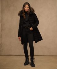 Fuji Faux Fur Hooded Mid Length Coat