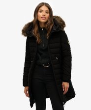 Fuji Faux Fur Hooded Mid Length Coat