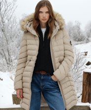 Fuji Midjelang Jakke med Kunstpels Hette