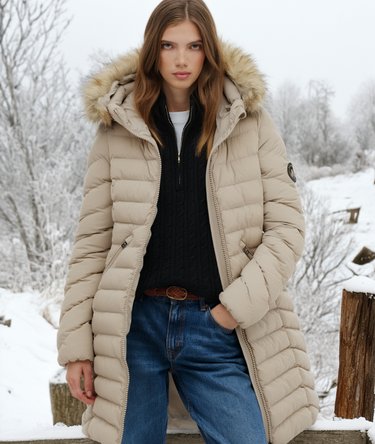 Fuji Faux Fur H&aelig;ttejakke i Melleml&aelig;ngde Image 1