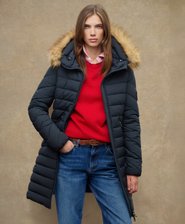 Fuji Faux Fur Hooded Mid Length Coat