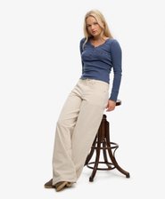 Pantalon en Velours C&ocirc;tel&eacute; Baggy Taille Moyenne