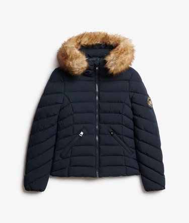 Fuji Polstret Jakke med Kunstpels H&aelig;tte Image 8