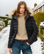 Fuji Vattert Jakke med Kunstpels Hette