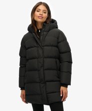 Hooded Sports Puffer Mid Length Jacket