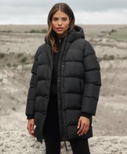 Hooded Sports Puffer Mid Length Jacket