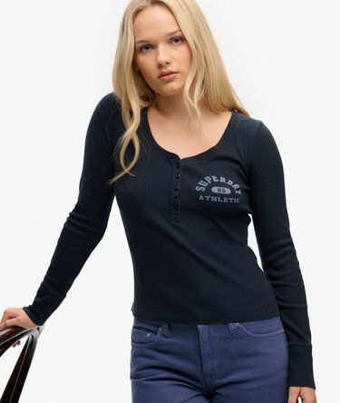 Athletic Button Down Long Sleeve Top Image 2