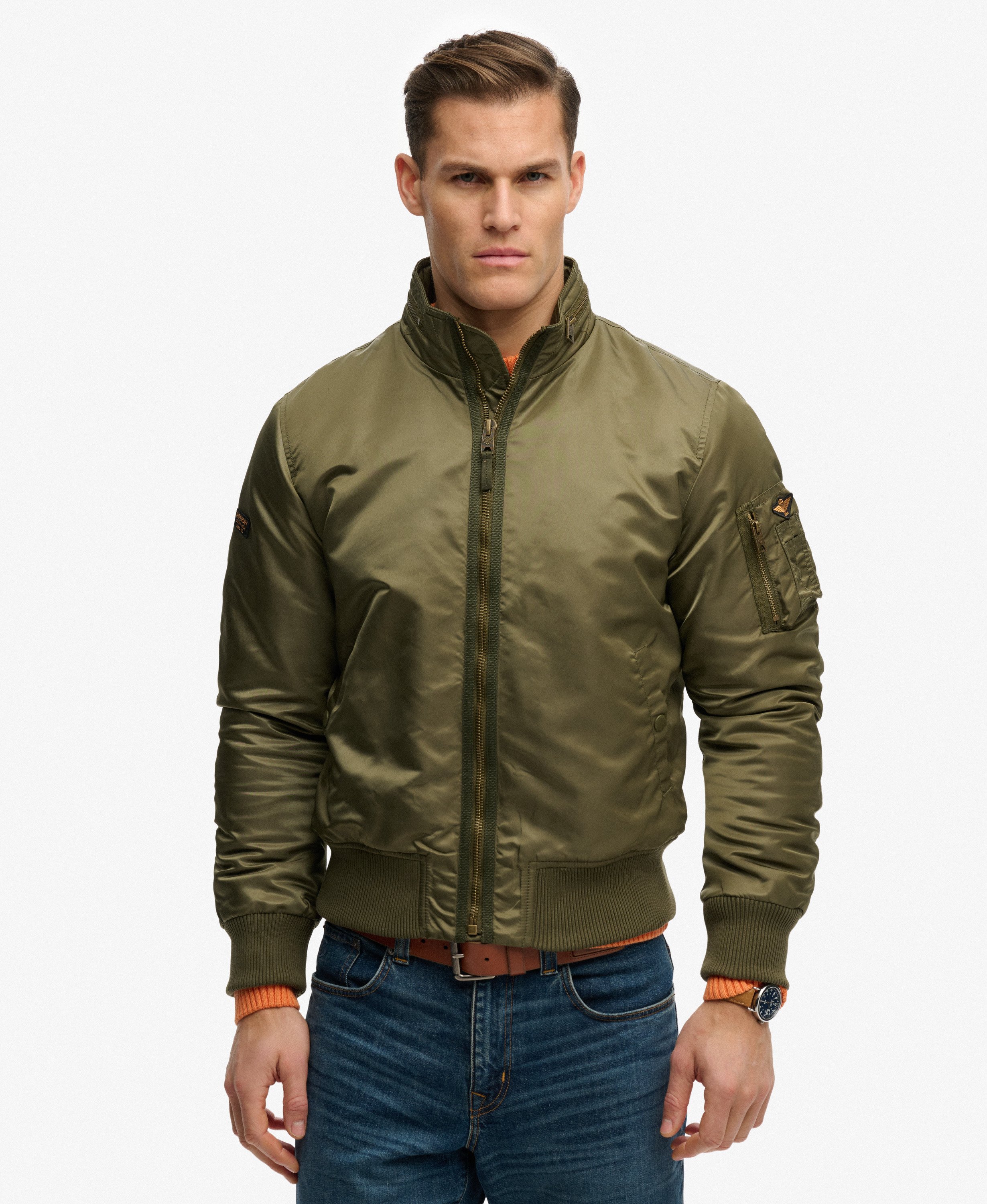 Elegantes Bomberjacke Grn Herren Fotos
