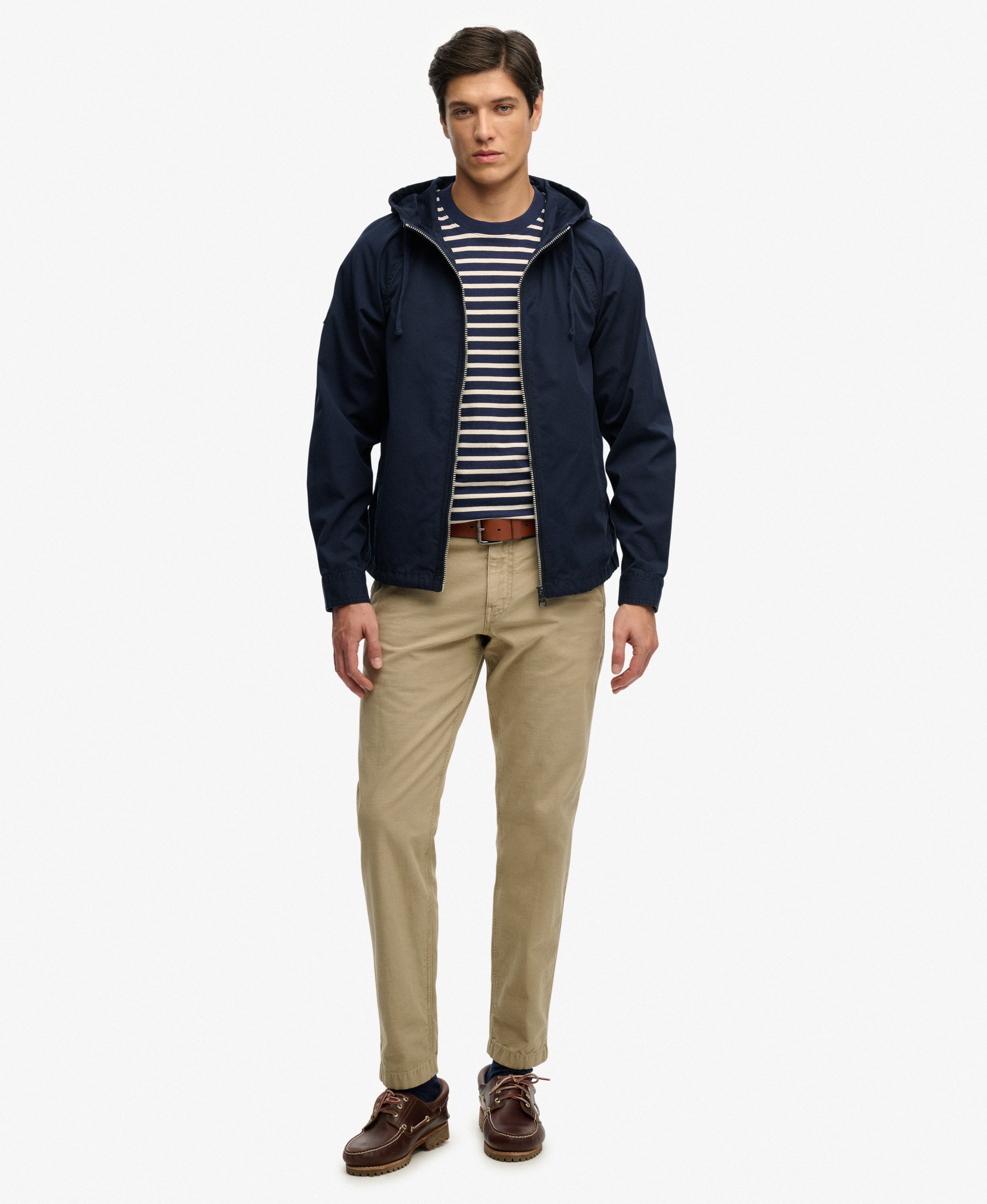 mens Hooded Washed Twill Jacket in Washed Navy | Superdry US