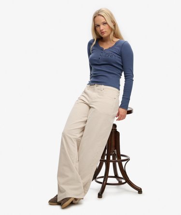 Mid Waist Baggy Mini Cord Pants Image 2