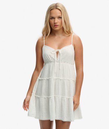 Cheesecloth Tiered Mini Dress Image 1