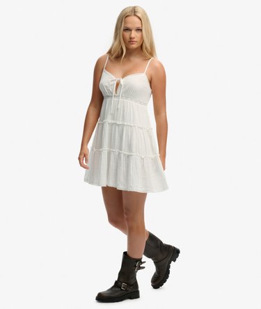Cheesecloth Tiered Mini Dress Image 5