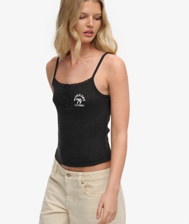 Athletic Essentials Embroidered Button Cami Top Image 2