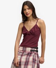 Athletic Essentials V-Ausschnitt Top mit Spitzenbesatz