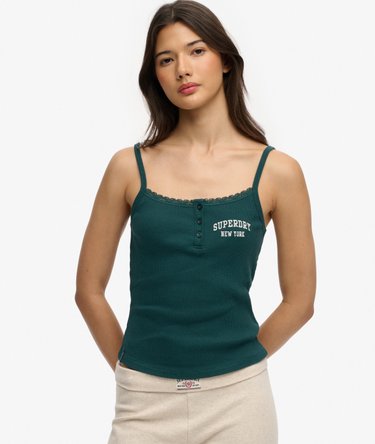 Athletic Essentials Embroidered Button Cami Top Image 1