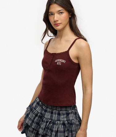 Athletic Essentials Embroidered Button Cami Top Image 2