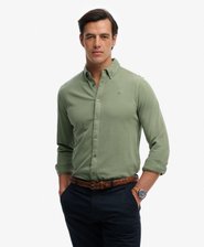 Vintage Destroy Piqu&eacute;-Hemd mit langen &Auml;rmeln