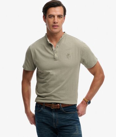 T-shirt Grandad Manches Courtes en Coton et Lin Image 1