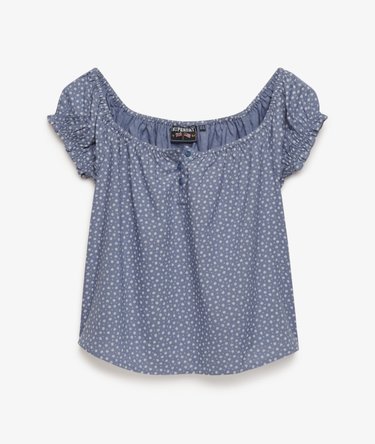 Top Intessuto con Mezza Abbottonatura a Maniche Corte Image 6